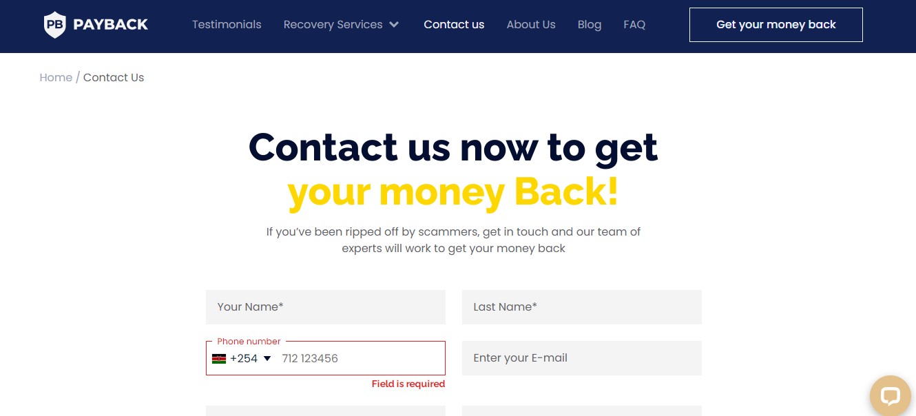 Payback Ltd customer support